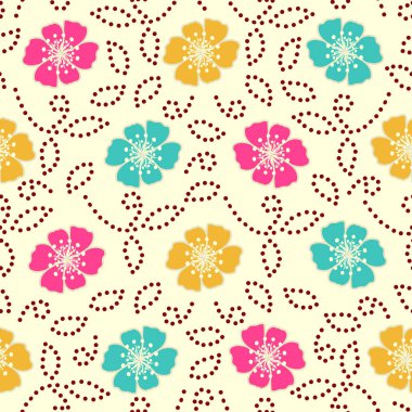 Bir çiçek süsleme görüntü ile Dikişsiz soyut desen.