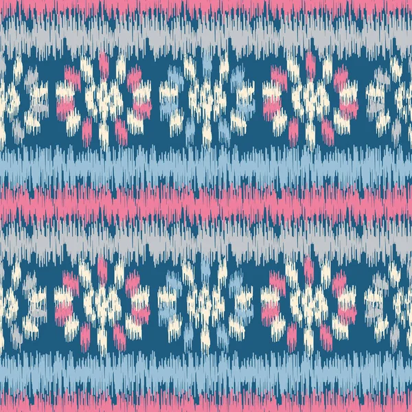 Nahtlose Abstrakte Ikat Muster Mit Dem Bild Eines Floralen Ornaments — Stockvektor