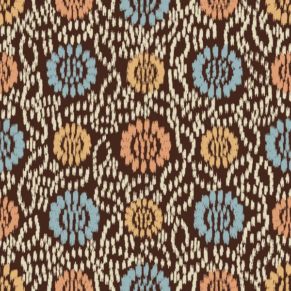 Padrão Ikat Abstrato Sem Costura Com Imagem Ornamento Floral — Vetor de Stock