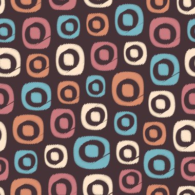 Oval geometrik şekiller görüntüsü ile karalama tarzında Dikişsiz soyut desen.