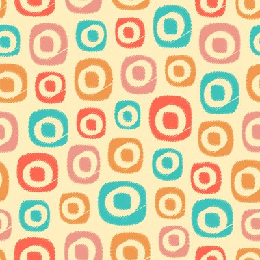 Oval geometrik şekiller görüntüsü ile karalama tarzında Dikişsiz soyut desen.