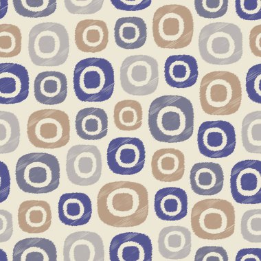 Oval geometrik şekiller görüntüsü ile karalama tarzında Dikişsiz soyut desen.