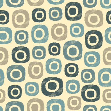 Oval geometrik şekiller görüntüsü ile karalama tarzında Dikişsiz soyut desen.