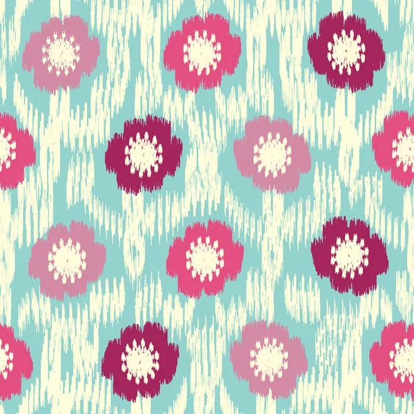 Χωρίς Ραφές Αφηρημένο Πρότυπο Ikat Την Εικόνα Του Floral Στολίδι — Διανυσματικό Αρχείο