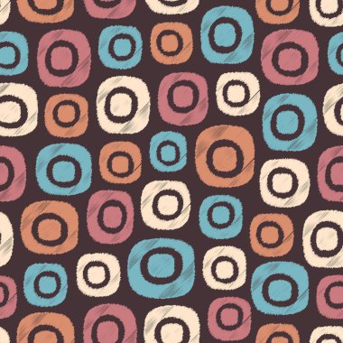 Oval geometrik şekiller görüntüsü ile karalama tarzında Dikişsiz soyut desen.