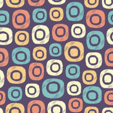 Oval geometrik şekiller görüntüsü ile karalama tarzında Dikişsiz soyut desen.