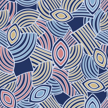 Geometrik şekiller ile çizgilerden oluşan görüntü ile Dikişsiz soyut desen.