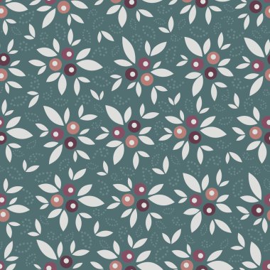 Yaprak ve çilek görüntüsü ile dikişsiz desen.