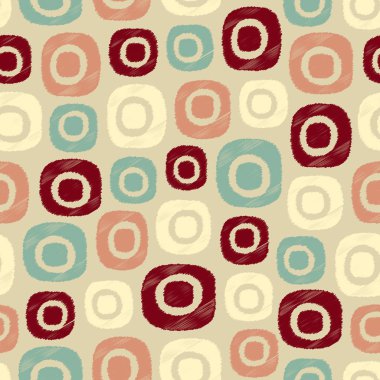 Oval geometrik şekiller görüntüsü ile karalama tarzında Dikişsiz soyut desen.