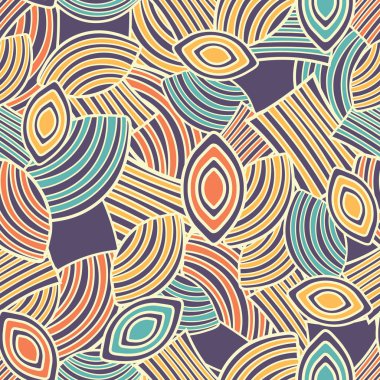 Geometrik şekiller ile çizgilerden oluşan görüntü ile Dikişsiz soyut desen.