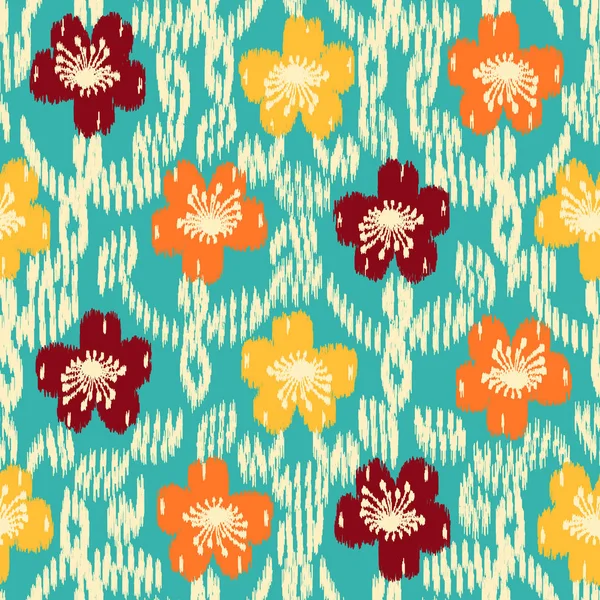 Motif Ikat Abstrait Sans Couture Avec Image Ornement Floral — Image vectorielle