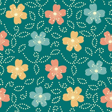 Bir çiçek süsleme görüntü ile Dikişsiz soyut desen.