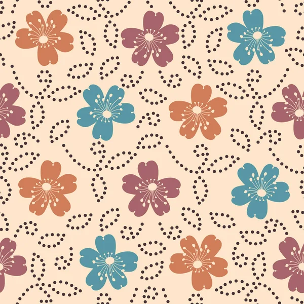 花飾りのイメージとのシームレスな抽象パターン — ストックベクタ