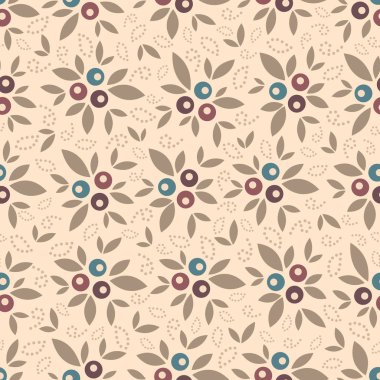 Yaprak ve çilek görüntüsü ile dikişsiz desen.