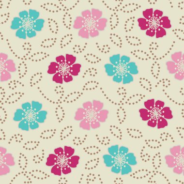 Bir çiçek süsleme görüntü ile Dikişsiz soyut desen.