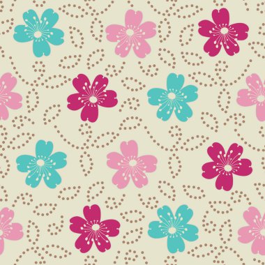 Bir çiçek süsleme görüntü ile Dikişsiz soyut desen.