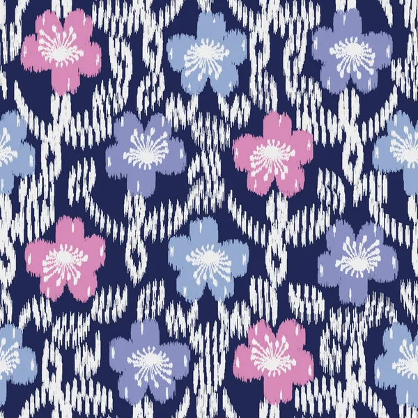 Naadloze Abstracte Ikat Patroon Met Het Beeld Van Floral Ornament — Stockvector