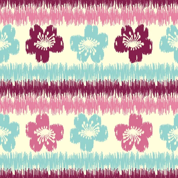 Patrón Ikat Abstracto Sin Costuras Con Imagen Ornamento Floral — Archivo Imágenes Vectoriales