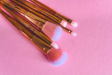 Makyaj fırçaları. Fırçalar bir dizi.