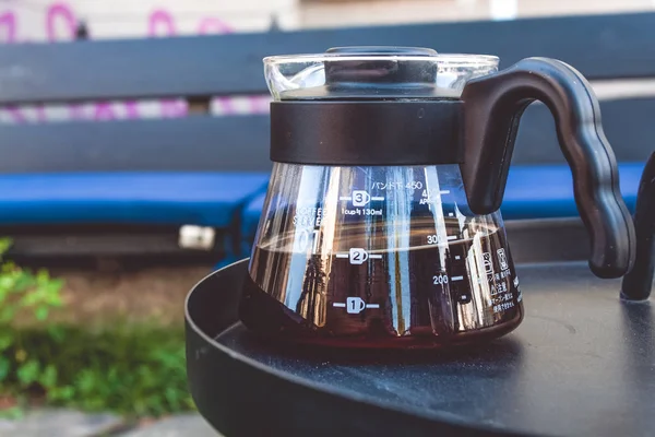 Coffee time. A kettle with coffee. Coffee pot. Coffee house.