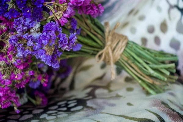 Bouquet Field Arid Flowers Cloth Leopard Zebra Print — Stock Photo, Image