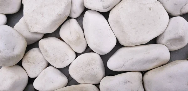 Fondo Textura Diferentes Piedras Lisas Blancas Guijarros Del Río Decoración — Foto de Stock