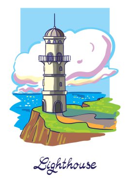 Okyanus kıyısında deniz feneri.