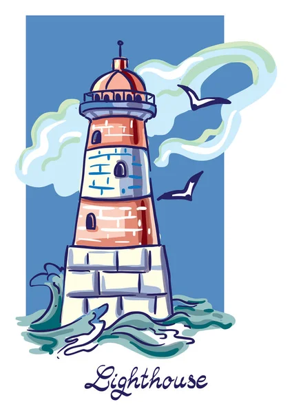 Okyanus kıyısında deniz feneri.