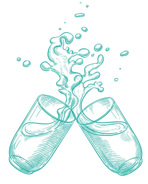 Two Glasses Which Splashes Water — Stock Vector
