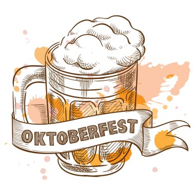 Bira bardağı oktoberfest için. Kroki tarzı