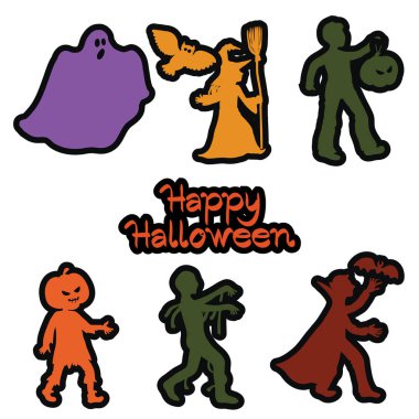 Tatil kahramanları ile sopa Cadılar Bayramı