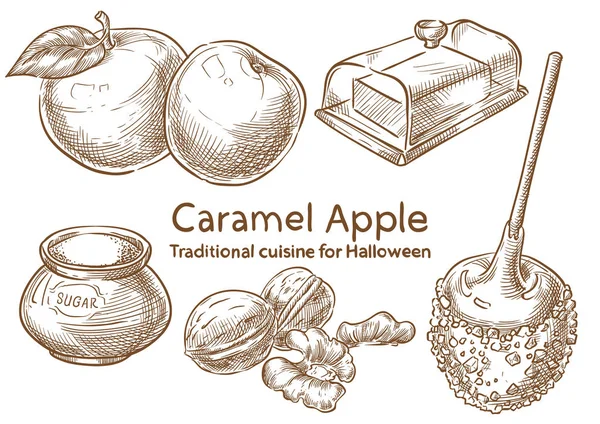 Ingredientes Tradicionais Halloween Food Maçã Caramelo Ilustrações De Bancos De Imagens Sem Royalties