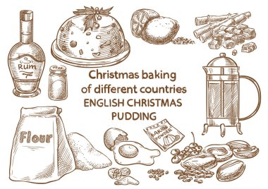 Noel pişirme. Ingredients.English Noel pudingi. İngiltere