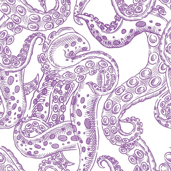 Blekksprut-tentakler tegner sømløs bakgrunn – stockvektor