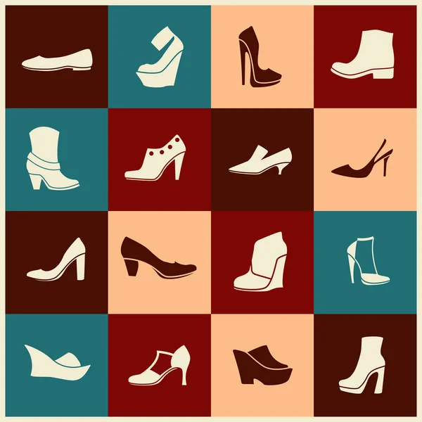 Iconos Planos Con Diferentes Tipos Zapatos — Vector de stock