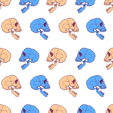 kafatasları karikatür tarzı ile renkli seamless modeli