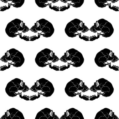 Kafatası karikatür tarzı ile korkunç korkutucu seamless modeli