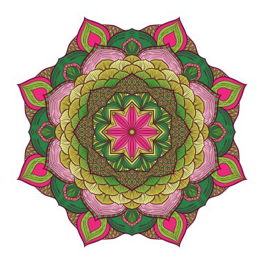 Renk dairesel desen. Yuvarlak kaleydoskop çiçek öğeleri. Kartpostal.