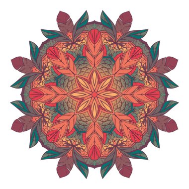 Renk dairesel desen. Yuvarlak kaleydoskop çiçek öğeleri. Kartpostal.