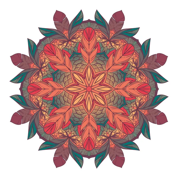 彩色圆形图案 圆形万花筒的花卉元素 明信片 — 图库矢量图片