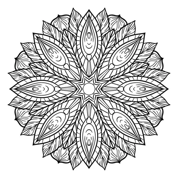 黑色和白色的圆形图案 圆形万花筒的花卉元素 张明信片 — 图库矢量图片