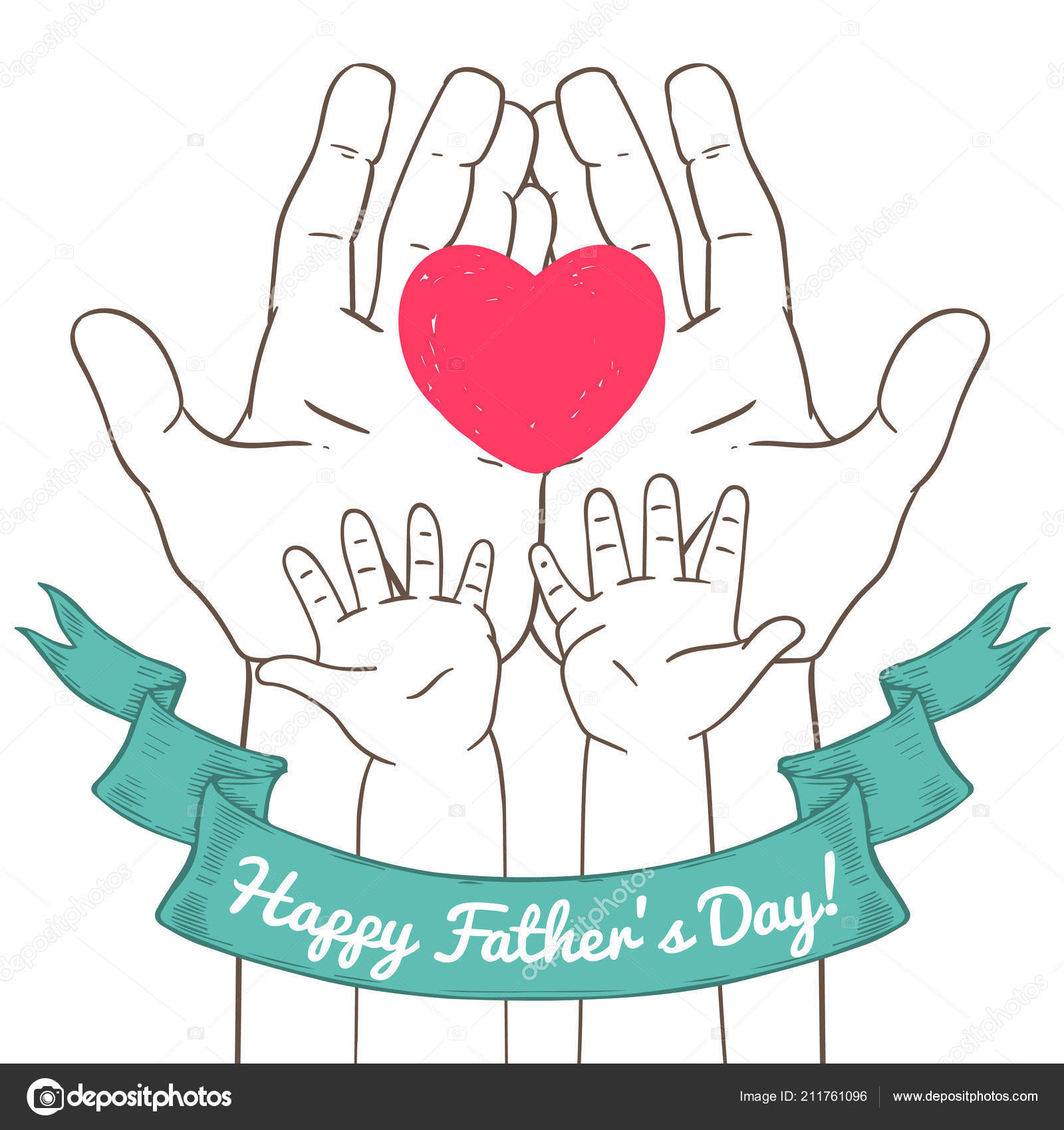 Postcard Heart with a childs palm Postcard Heart with a childs palm