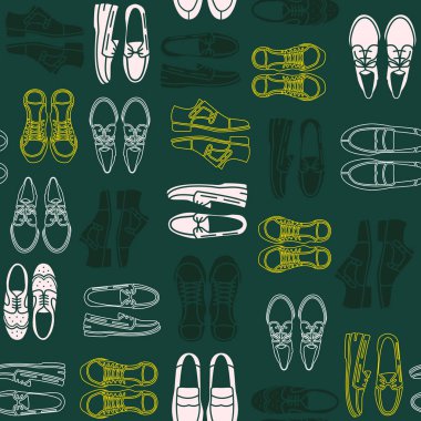 Mens ayakkabı düz simgeleri ile Seamless modeli. Ambalaj ve izni Ayakkabı mağazası için desen.