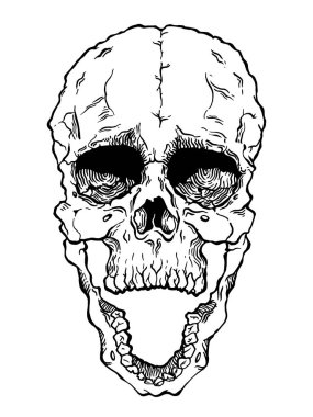Korkunç korkutucu kafatası. Cadılar Bayramı için tüyler ürpertici illlustration