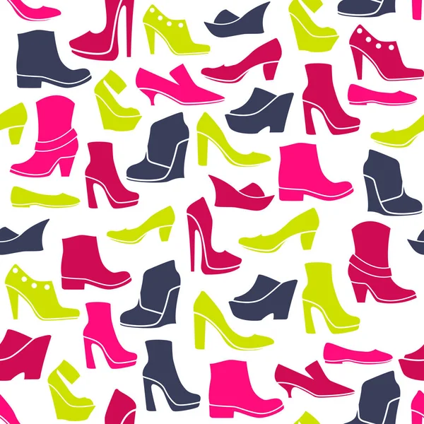 Бесшовный Узор Разноцветными Иконками Обуви — стоковый вектор