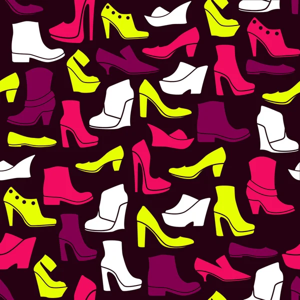 Nahtloses Muster Mit Bunten Schuh Ikonen — Stockvektor