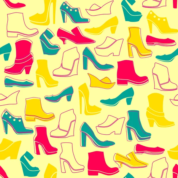 Motif Sans Couture Avec Des Icônes Multicolores Chaussures — Image vectorielle