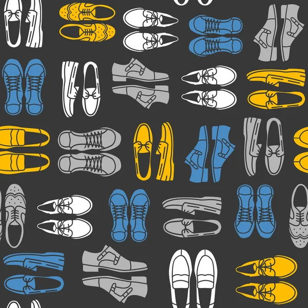 Χωρίς Ραφή Πρότυπο Επίπεδη Εικονίδια Mens Παπούτσια Μοτίβο Για Συσκευασία — Διανυσματικό Αρχείο