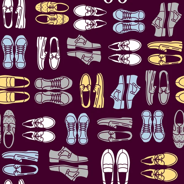 Безшовний Візерунок Плоскими Іконками Чоловічого Взуття Візерунок Упаковки Оформлення Магазину — стоковий вектор