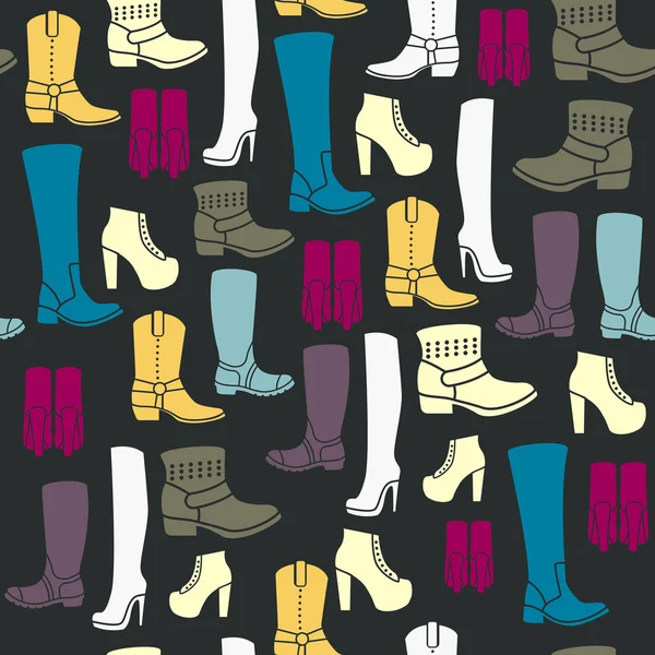Бесшовный Рисунок Плоскими Иконами Женской Обуви Модель Упаковки Клиренс Обувной — стоковый вектор